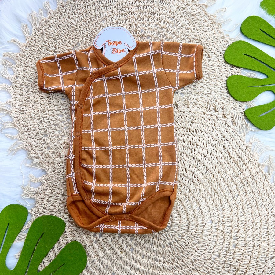 Body Kimono M/C Quadriculado - Ferrugem